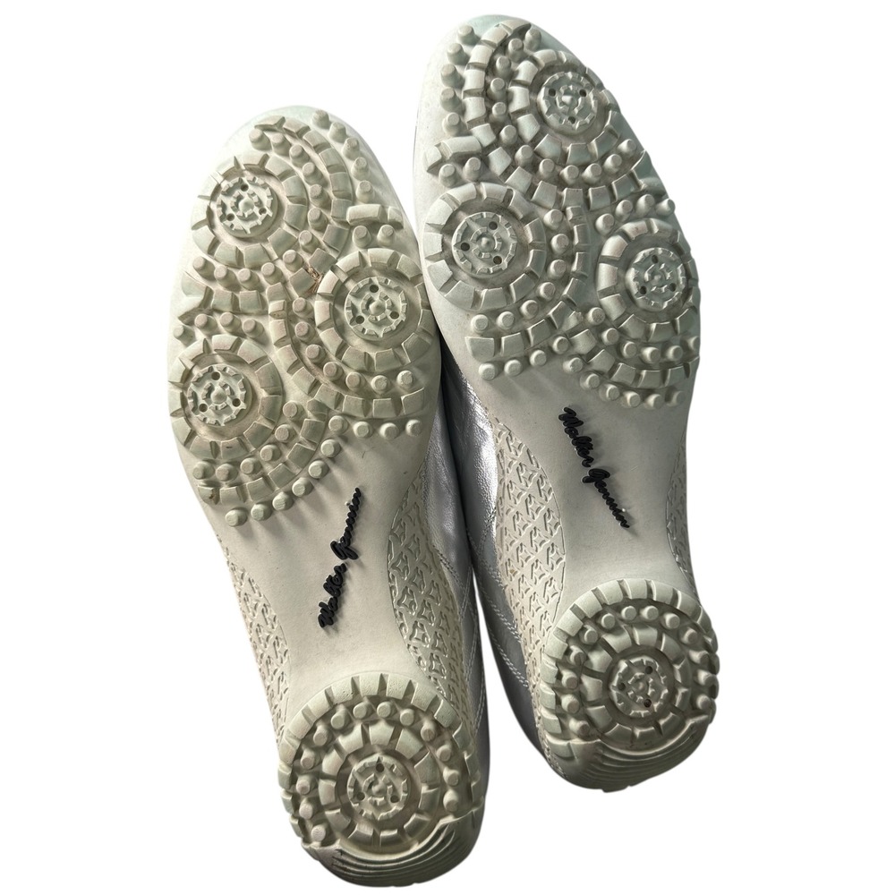 Walter Genuin COCO BALLERINA Leather Ballet Silver Metallic Flats Shoes Italy 10 - Picture 2 of 10